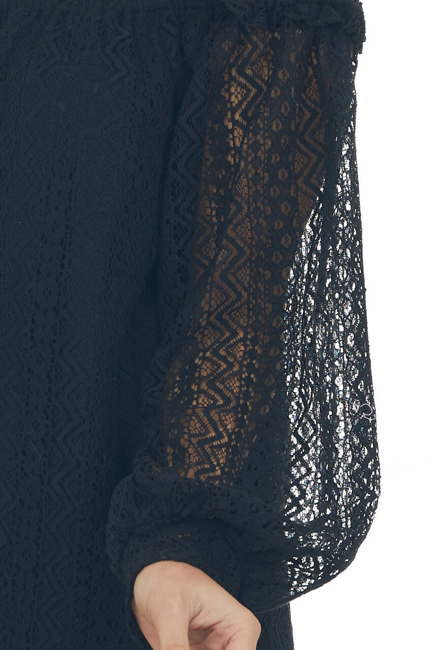 Black Off the Shoulder Lace Short Dress