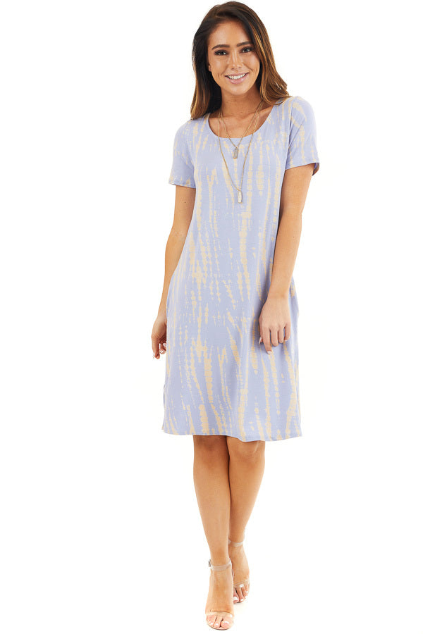 Light Periwinkle Short Tie Dye Dress with Criss Cross Back front full body