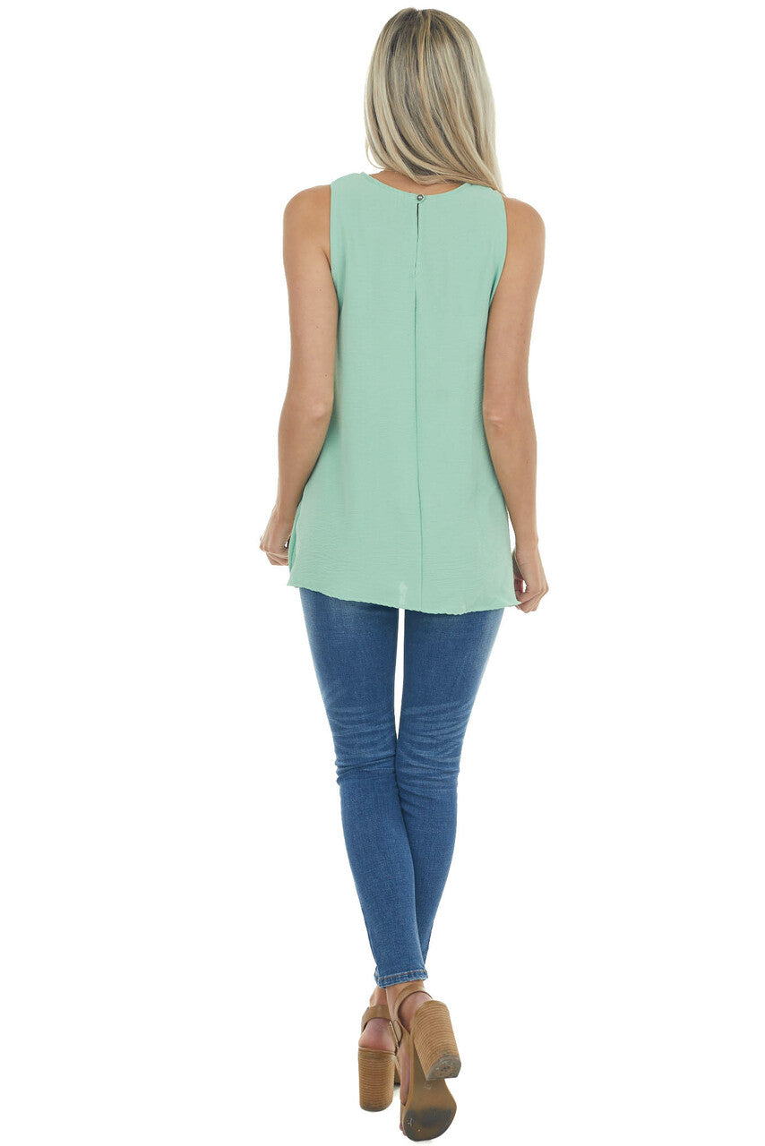 Seafoam Sleeveless Criss Cross Halter Neckline Woven Top