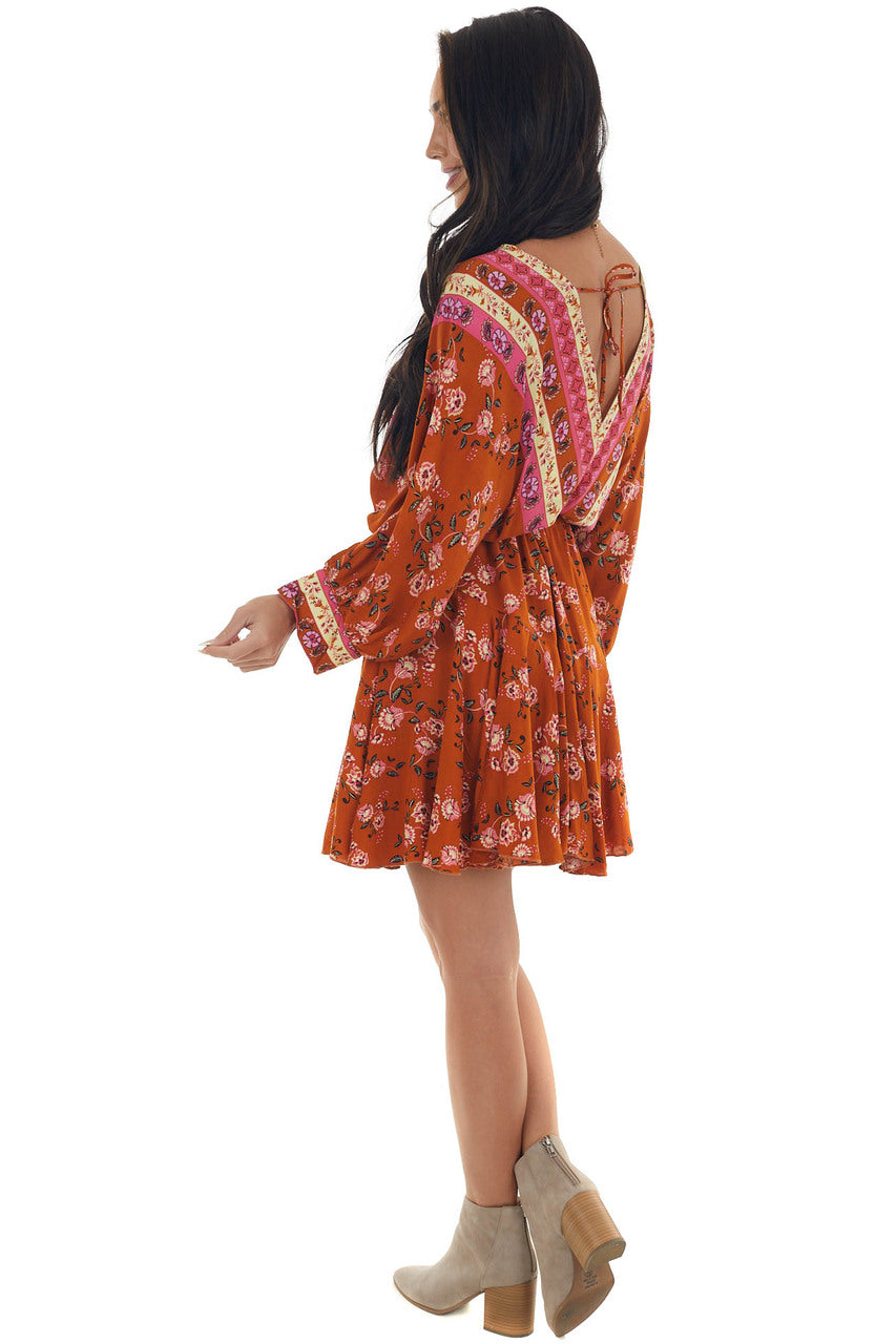 Ginger Floral Print Long Sleeve Mini Dress