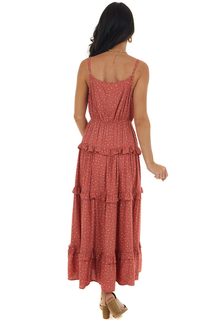 Terracotta Speckled Sleeveless Midi Dress 