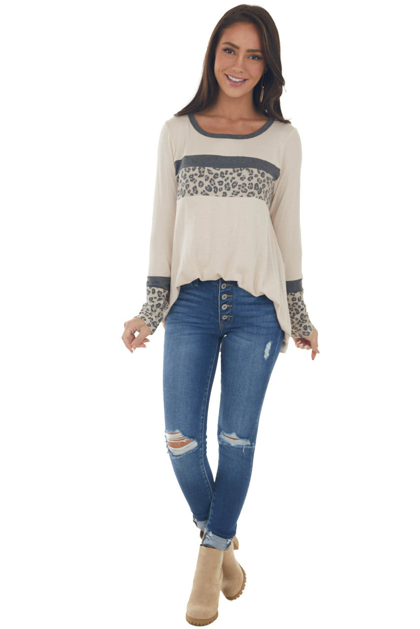 Tea Rose Colorblock Long Sleeve Knit Top 