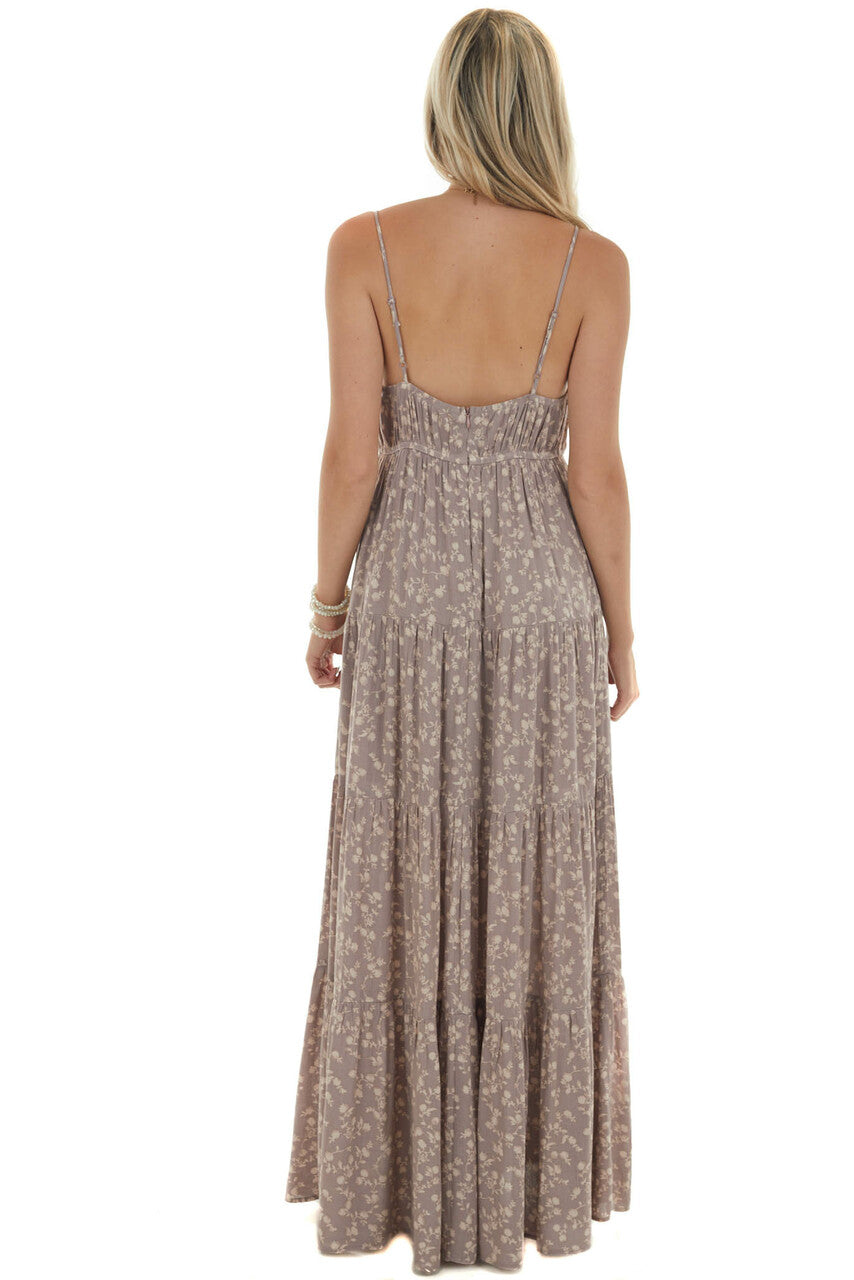 Lavender Ditsy Floral Sleeveless Maxi Dress