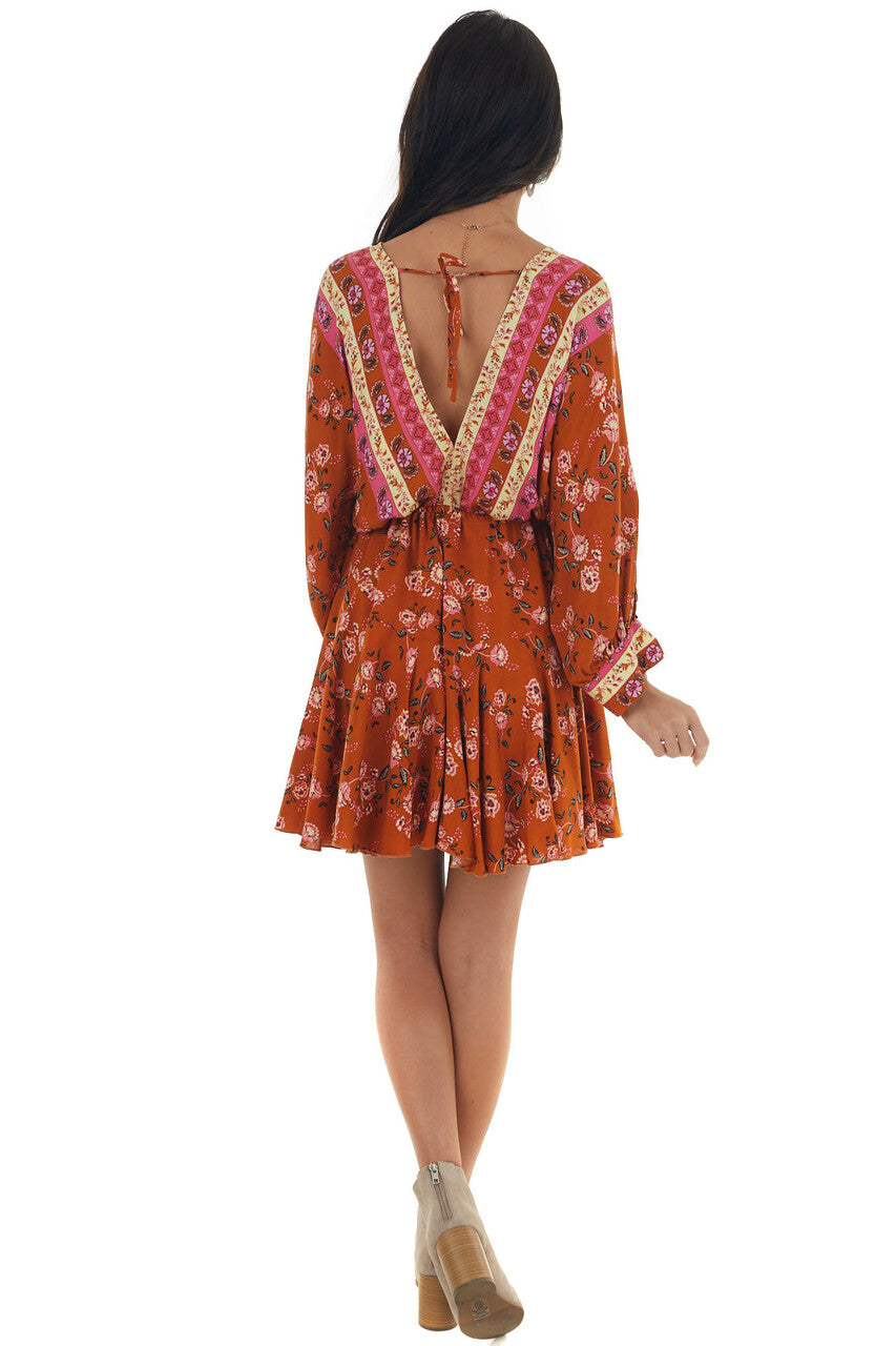 Ginger Floral Print Long Sleeve Mini Dress