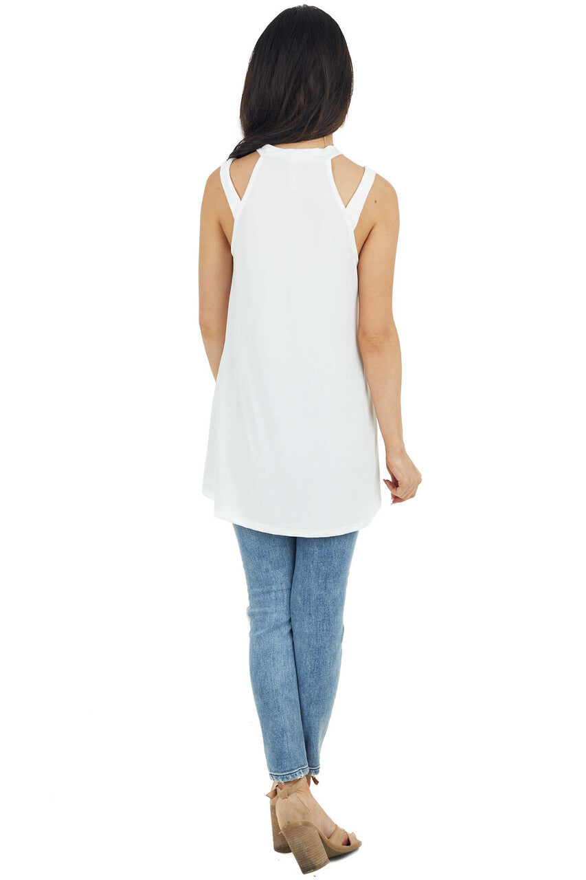 Ivory Strappy Halter Tunic Tank