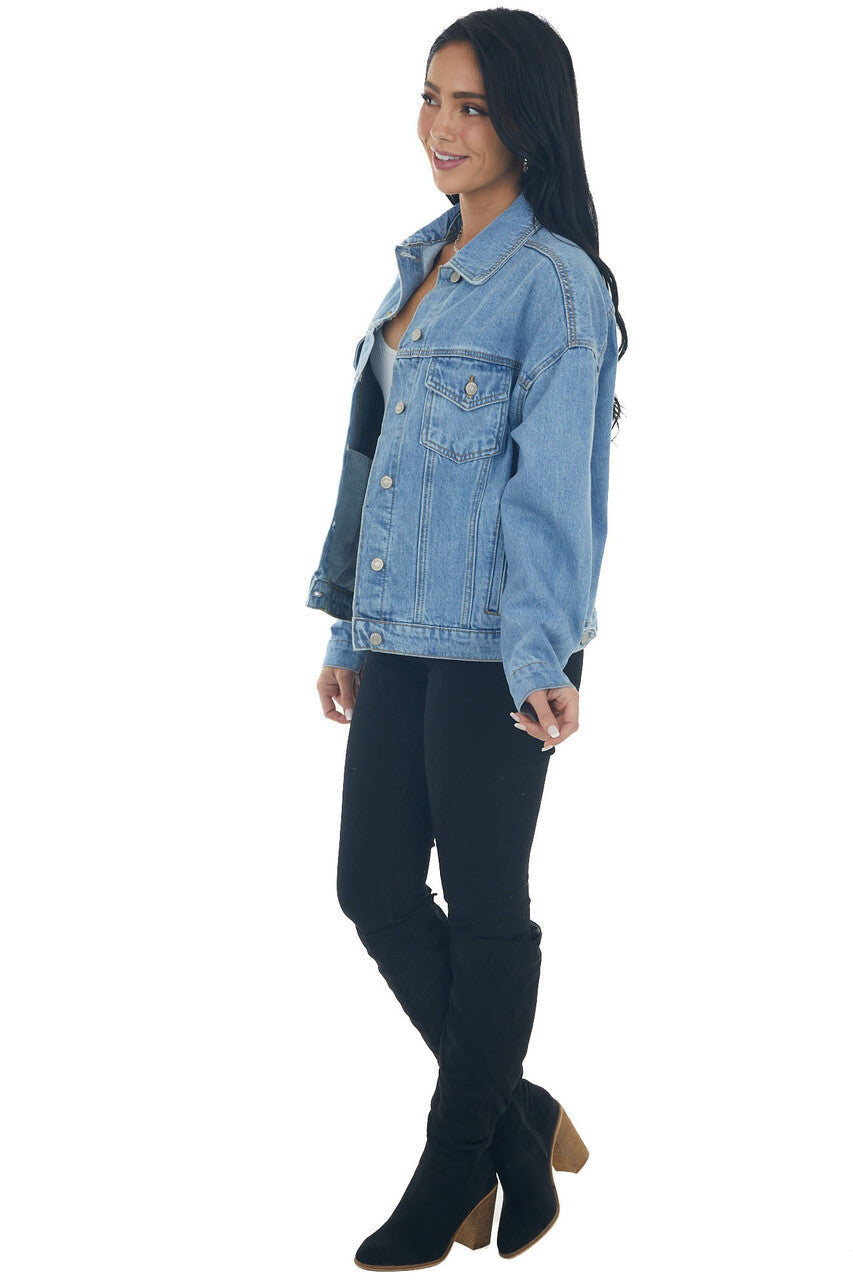 Medium Oversized Denim Jacket with Pockets