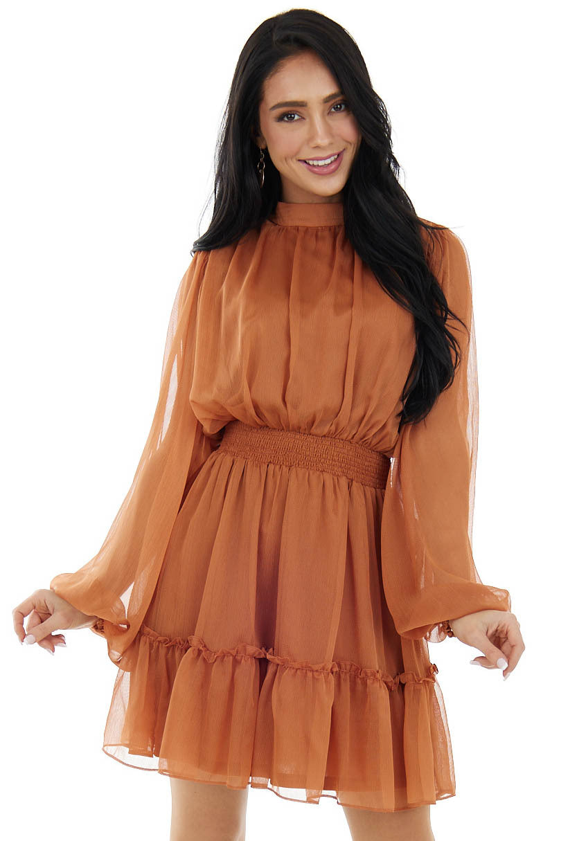 Marmalade Textured Long Sleeve Mini Dress