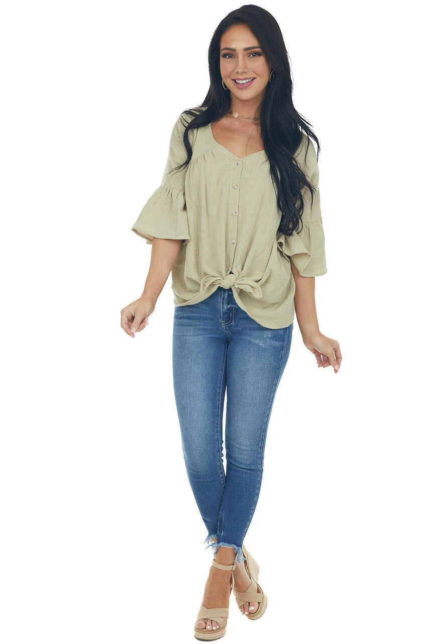 Willow Button Down Flare Sleeve Blouse