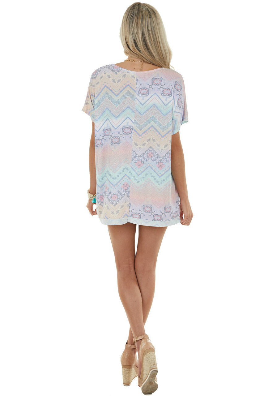 Iris Chevron Abstract Print Short Sleeve Tee