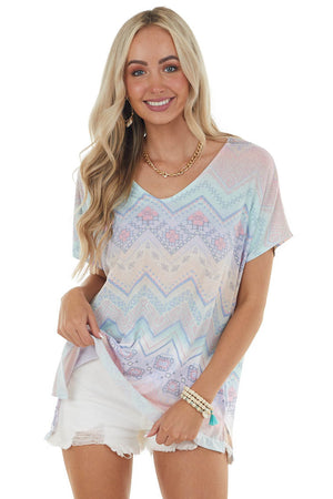 Iris Chevron Abstract Print Short Sleeve Tee