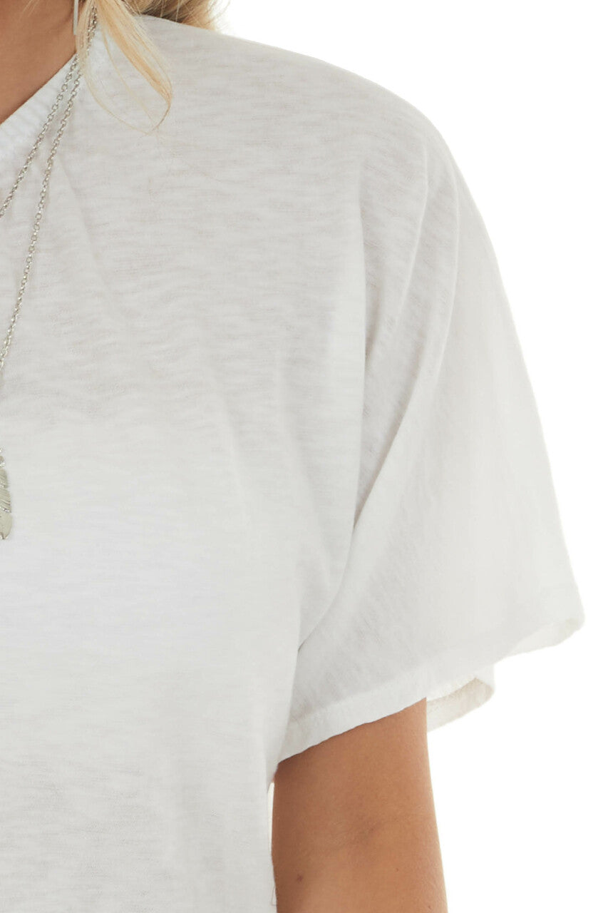 Ivory Elastic One Shoulder Jersey Knit Top 