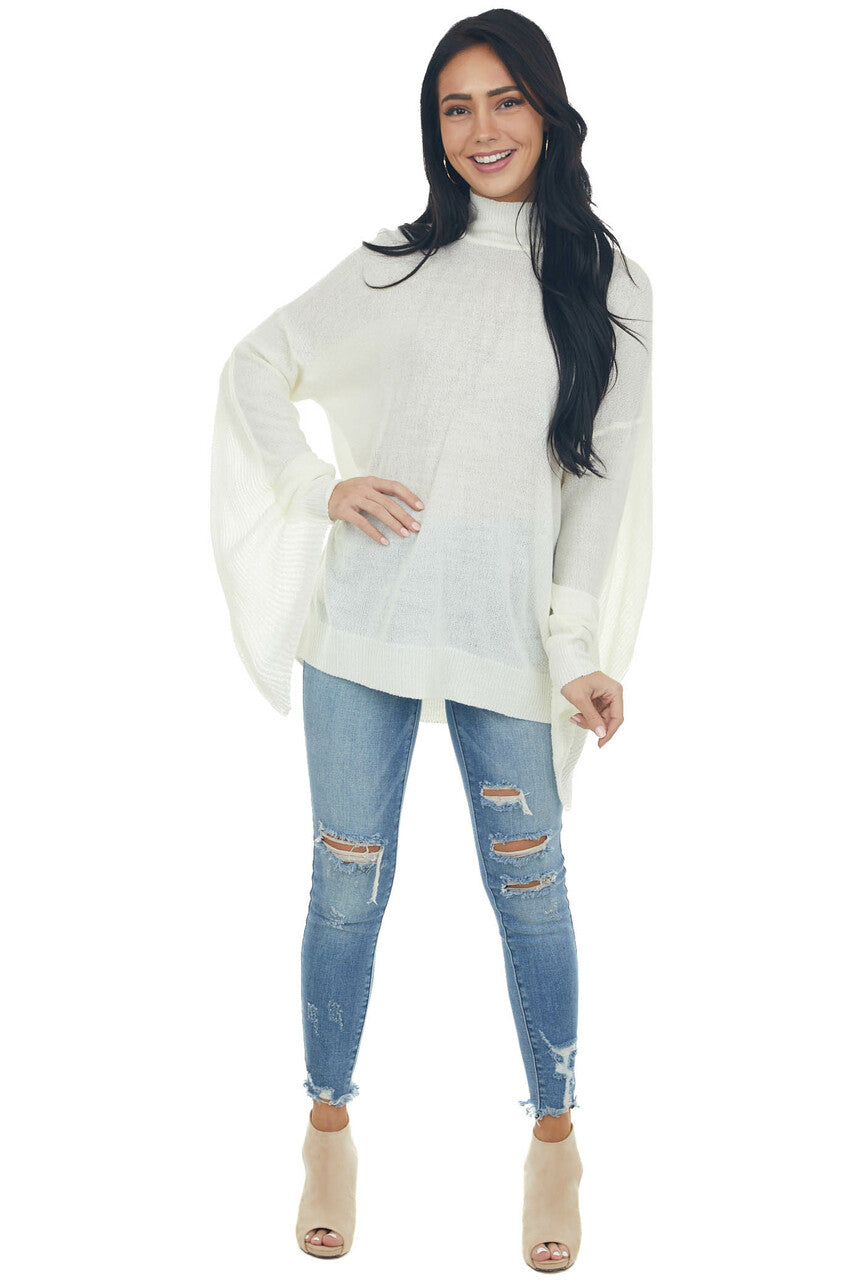 Ivory Mock Neck Open Back Oversized Sweater