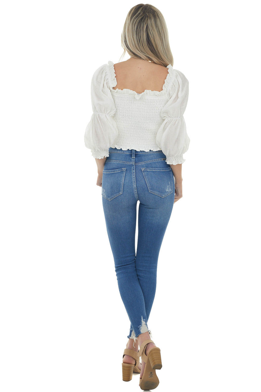 Ivory Off the Shoulder Long Sleeve Top