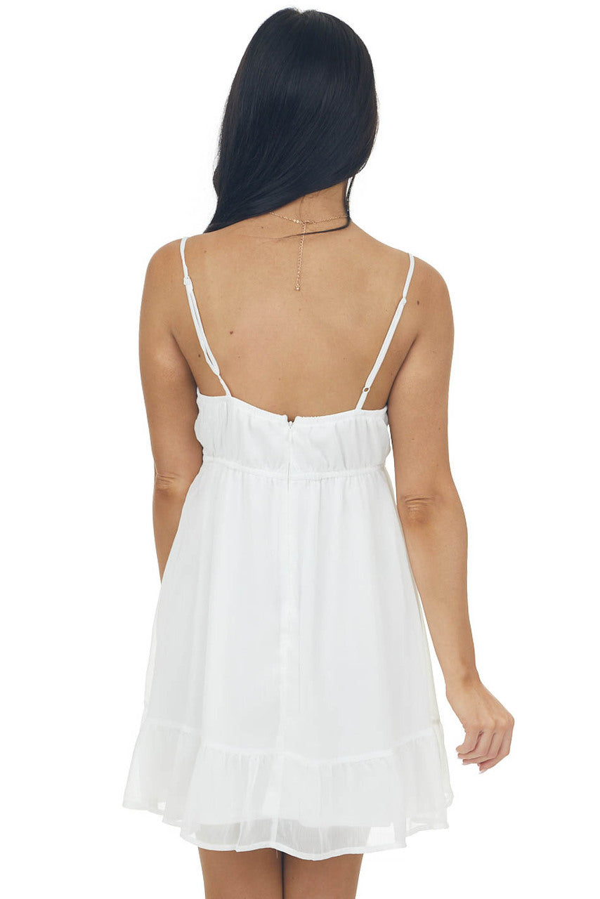 Ivory Ruched Sleeveless Mini Dress 