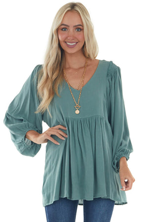 Juniper Bubble Sleeve Babydoll Woven Top