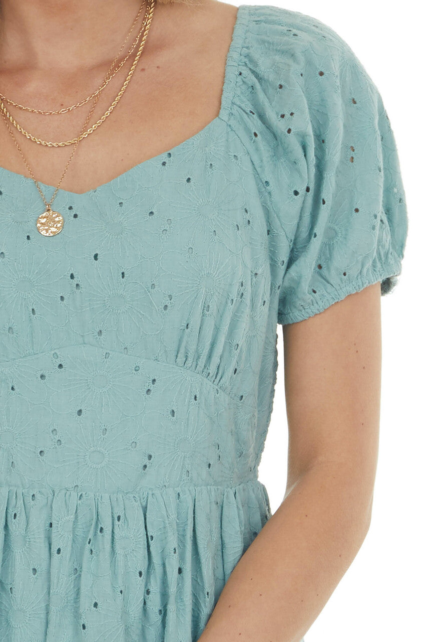 Juniper Eyelet Lace Empire Waist Short Dress