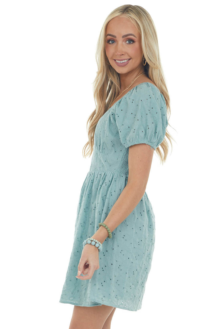 Juniper Eyelet Lace Empire Waist Short Dress