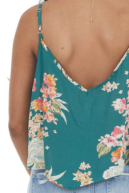 Juniper Floral Print V Neck Cropped Tank Top