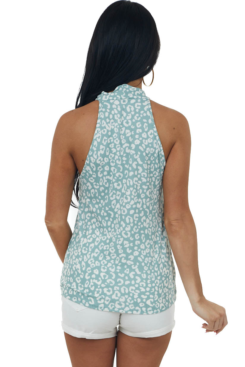Juniper Leopard Print Halter Neck Tank Top