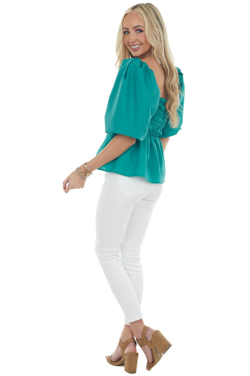 Juniper Square Neck Puff Sleeve Smocked Blouse