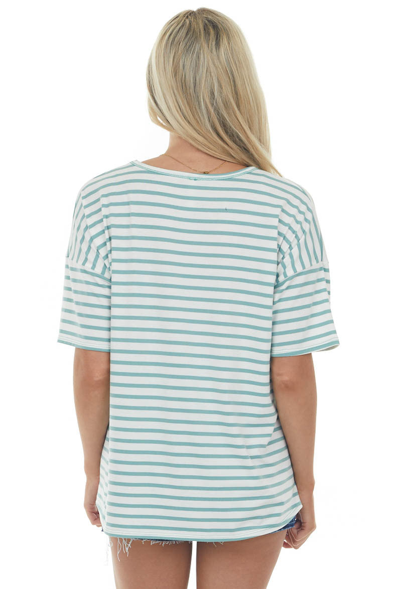 Juniper Striped V Neck Half Sleeve Knit Top