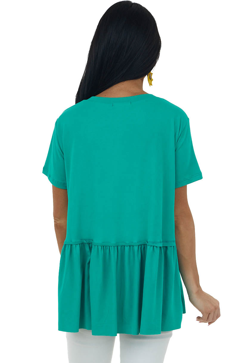 Kelly Green Drop Waist Soft Short Sleeve Top