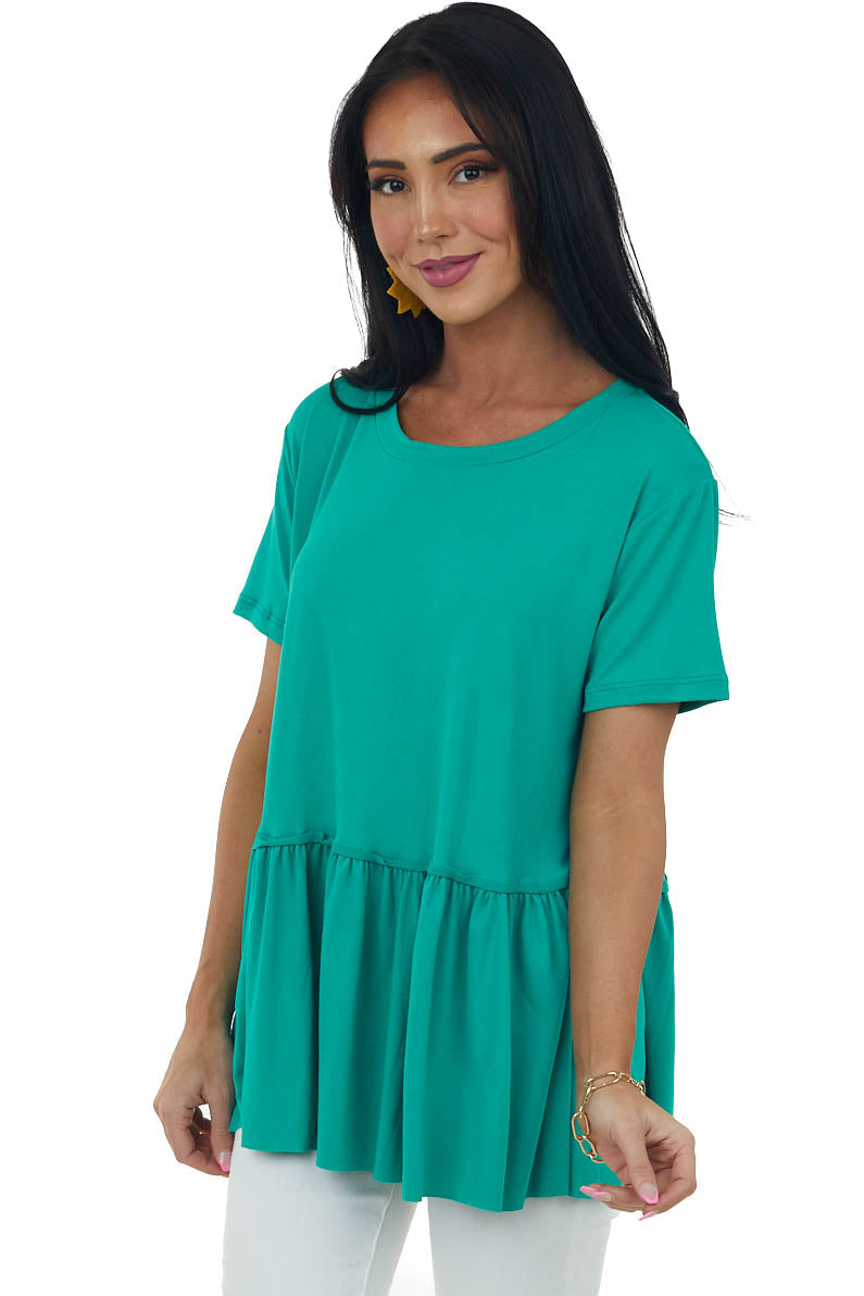 Kelly Green Drop Waist Soft Short Sleeve Top