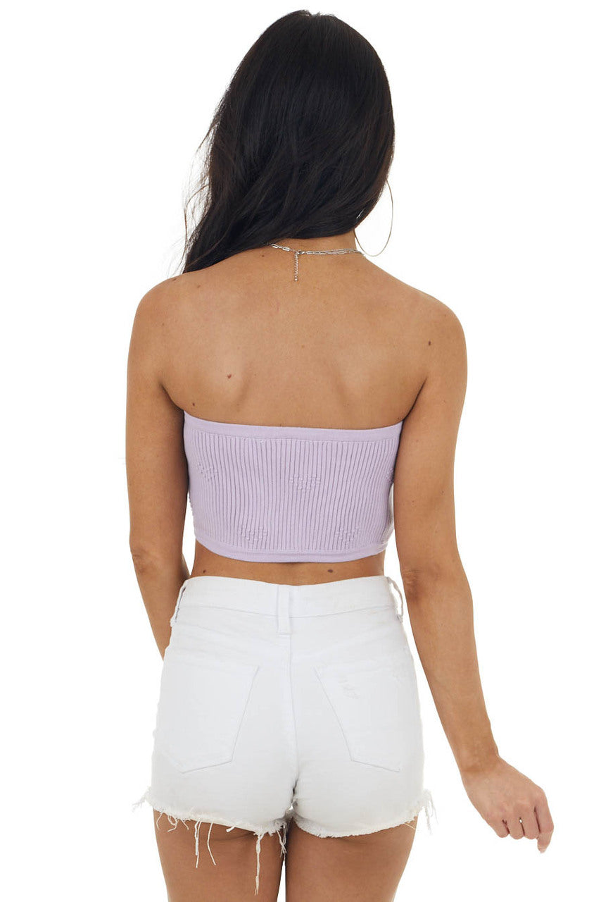 Lavender Ribbed Knit Strapless Bandeau 