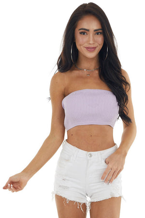 Lavender Ribbed Knit Strapless Bandeau 