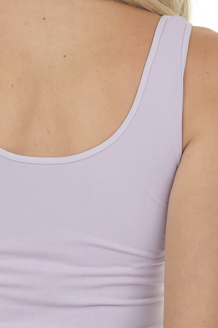 Lavender Tank Top with Dual Neckline