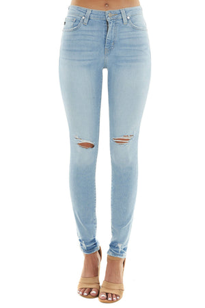 Light Wash High Rise Distressed Skinny Jeans 