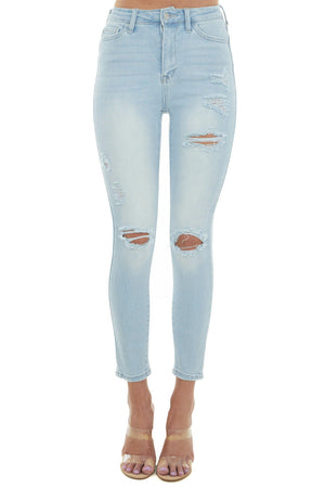 Light Wash High Rise Lightly Distressed Jeans