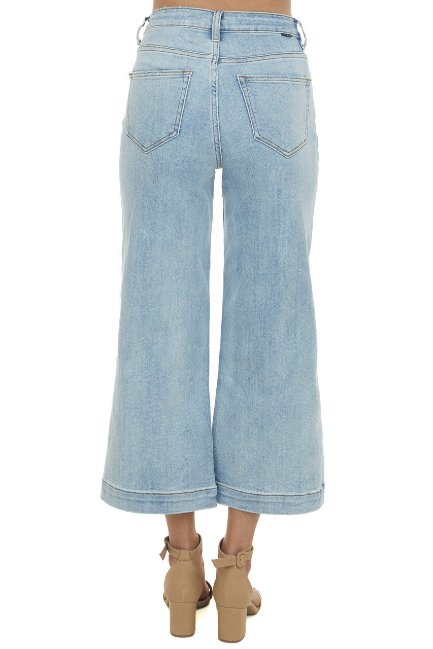 Light Wash High Rise Wide Leg Ankle Jeans