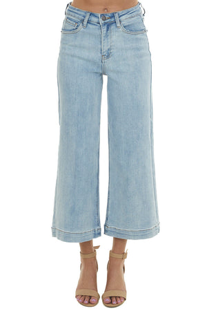 Light Wash High Rise Wide Leg Ankle Jeans