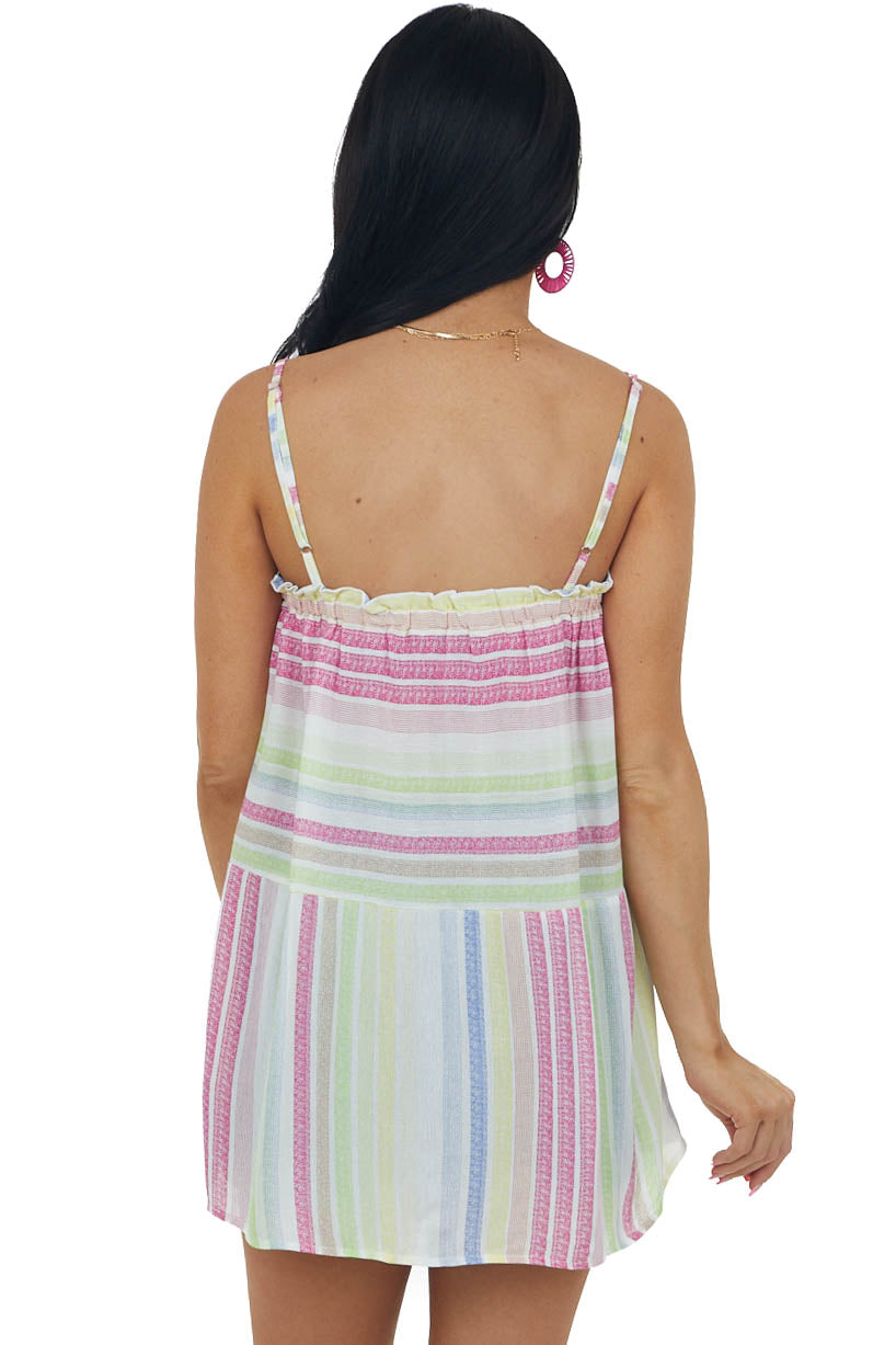 Magenta Multi Striped Sleeveless Tank Top