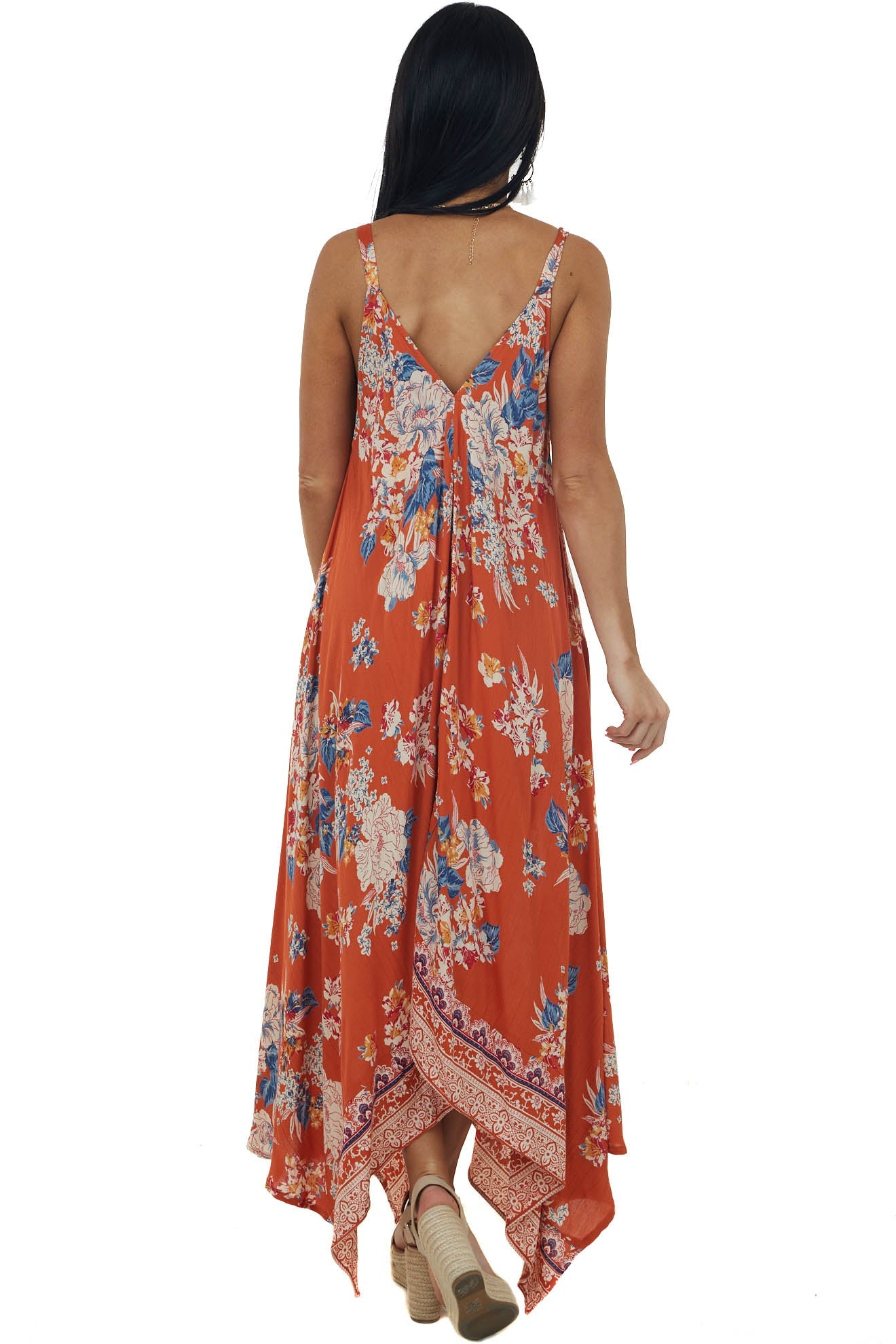 Marmalade Floral Print Handkerchief Hemline Dress