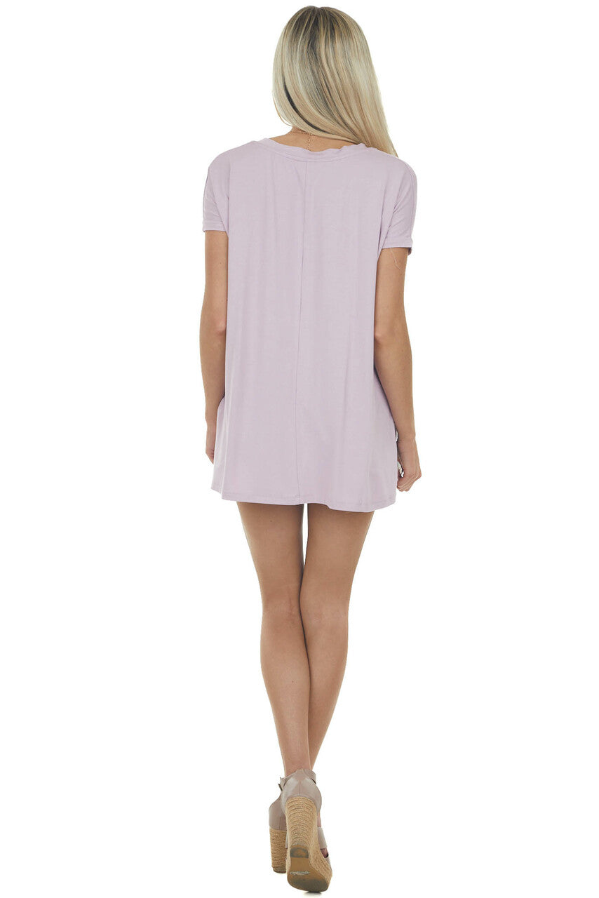 Mauve Oversized V Neck Short Sleeve Top