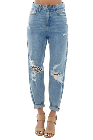 Medium High Rise Destroyed Relaxed 90s Jeans