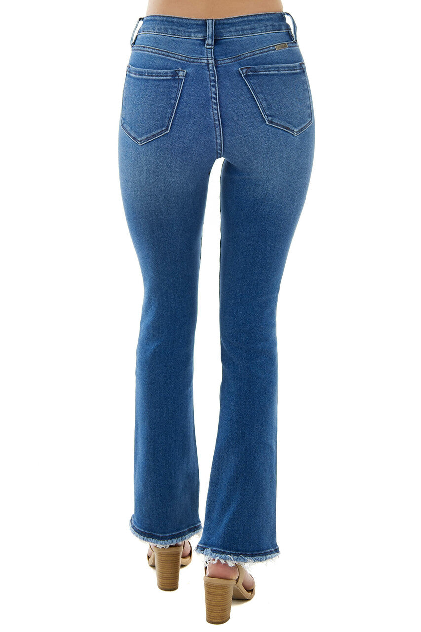 Medium Wash High Rise Button Up Bootcut Jeans 