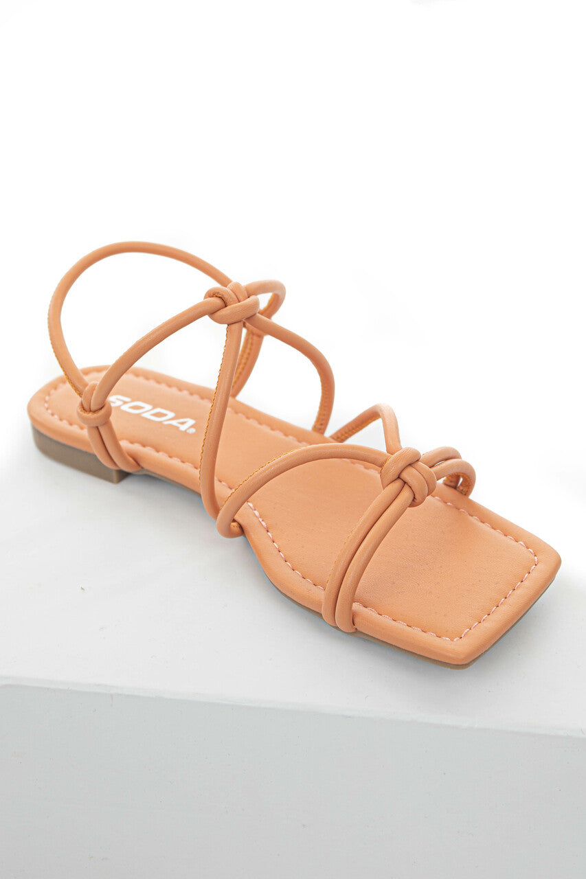 Melon Faux Leather Strappy Open Toe Sandals
