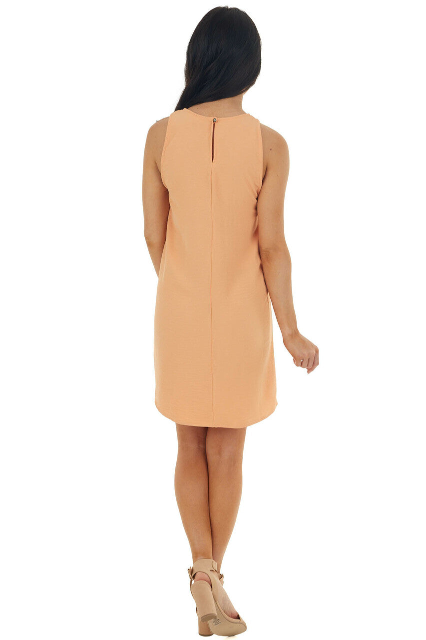 Melon Sleeveless Halter Neckline Short Woven Dress