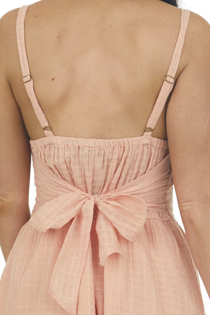 Melon Textured Sleeveless Tiered Short Dress