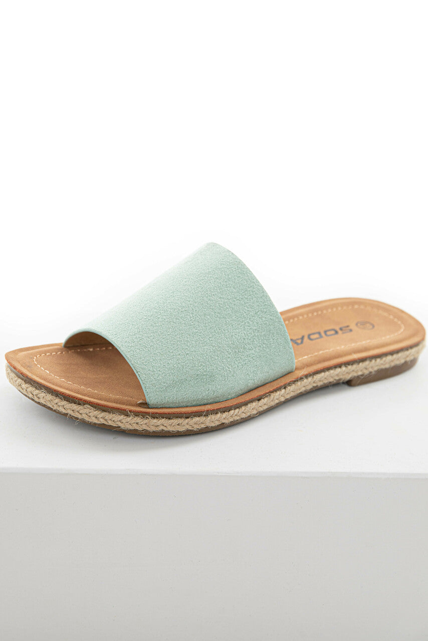Mint Faux Suede Solid Strap Sandals 