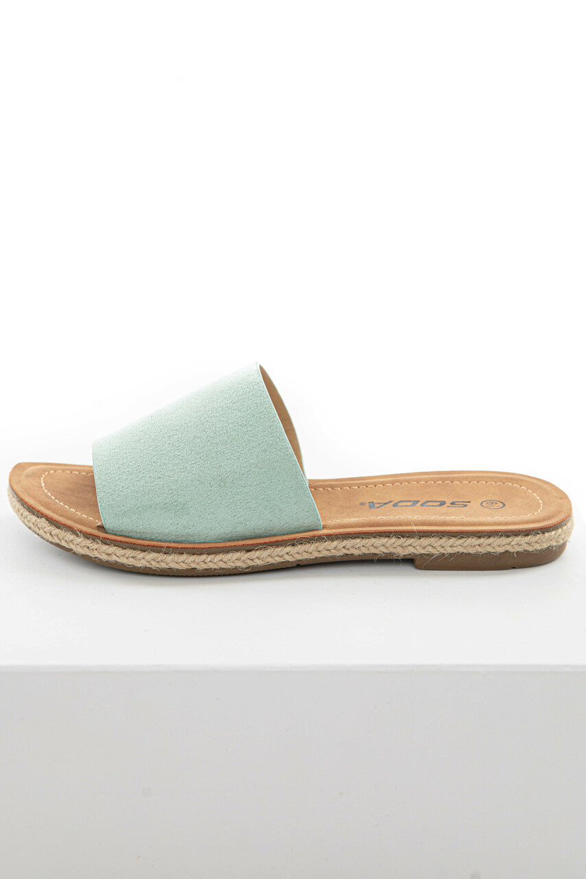 Mint Faux Suede Solid Strap Sandals 