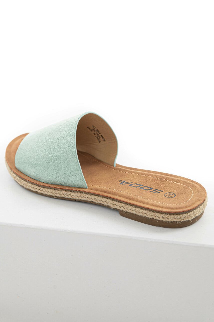 Mint Faux Suede Solid Strap Sandals 
