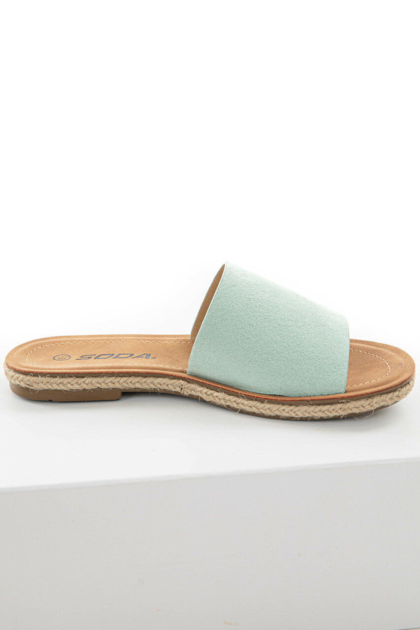 Mint Faux Suede Solid Strap Sandals 