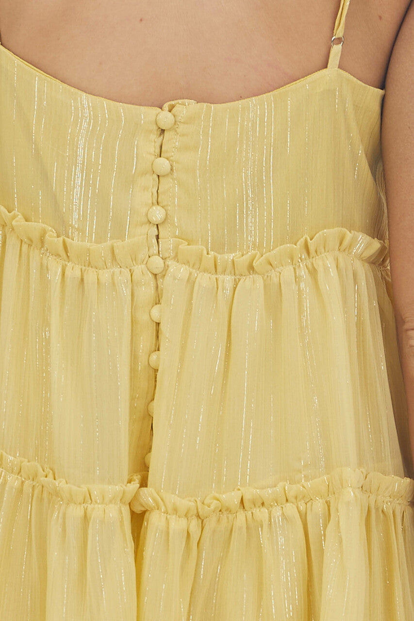 Mustard Sleeveless Ruffle Tiered Mini Dress