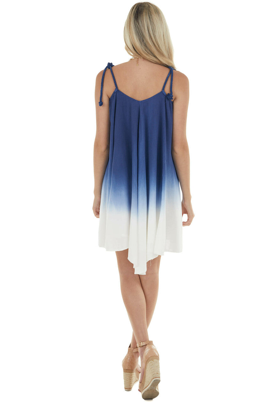 Navy Ombre Print Sleeveless Dress 