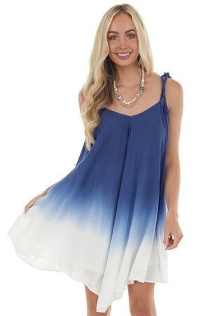 Navy Ombre Print Sleeveless Dress 