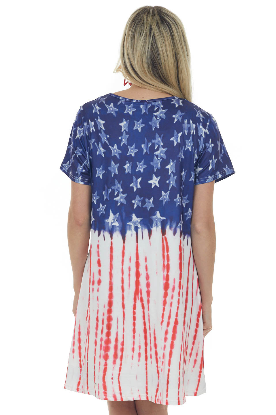 Navy Stars and Stripes Tie Dye Short Dress